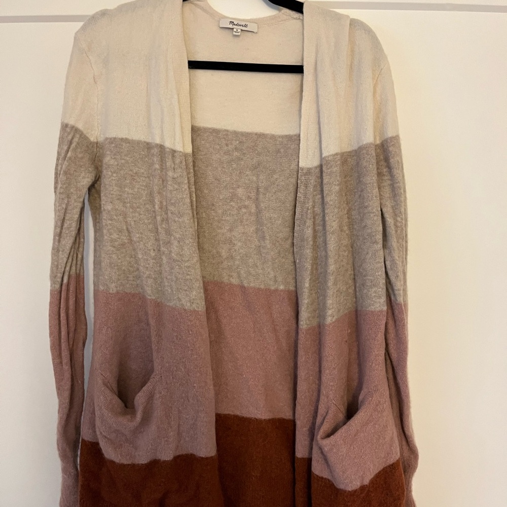 Colorblock Open Front Cardigan